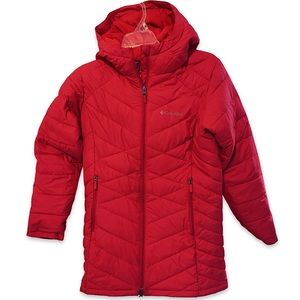 Columbia Hooded Girls Long Puffer Coat Red L 14/16